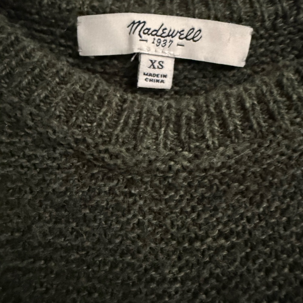 Madewell Dark Olive Knit Crewneck Sweater